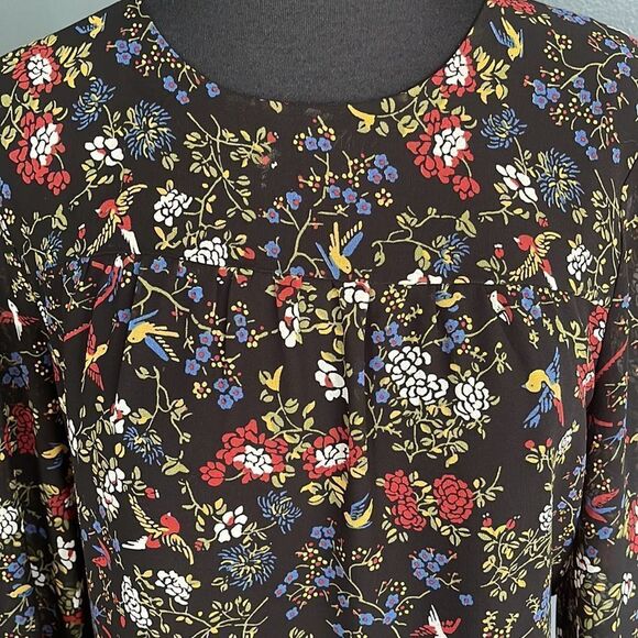 Madewell Sheer-Sleeve Ruffle Peplum Top in Finch Floral. Small. - Picture 5 of 10